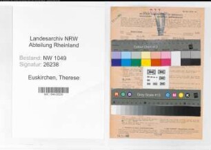 Entnazifizierung Therese Euskirchen , geb. 31.01.1899 (Postsekretaerin)