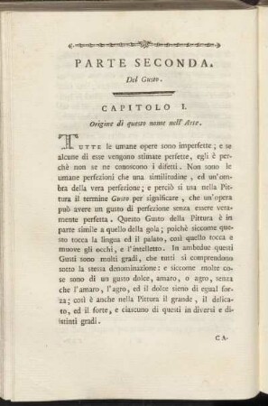 Parte seconda. Del Gusto.