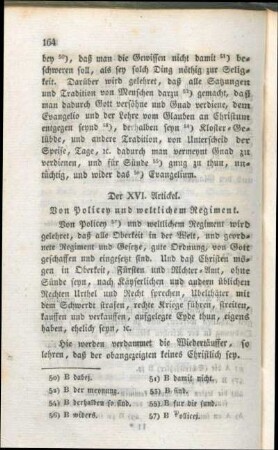 Der XVI. Artickel. Von Policey und weltlichem Regiment.