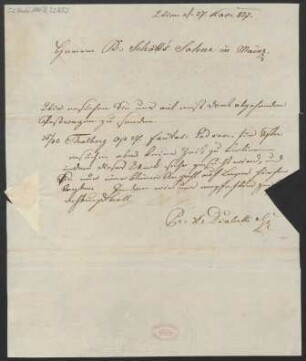 Brief an B. Schott's Söhne : 27.11.1837