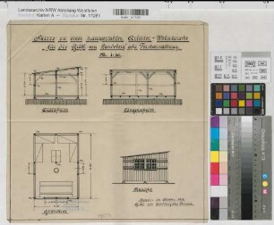 Transportable Arbeiterwohnbaracke der Landsbergschen Forstverwaltung 1910 1 : 50 38 x 38 Zeichnung Landsberg-Velensches Bauamt Landsberg-Velen