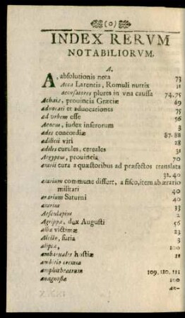 Index Rerum Notabiliorum