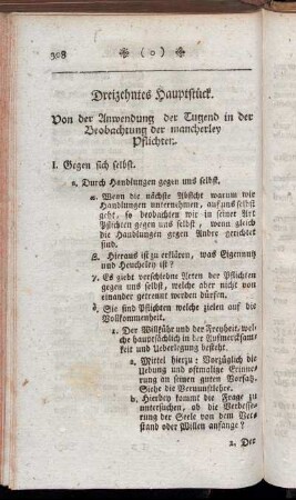 Dreizehntes Hauptstück. Von der Anwendung der Tugend in der Beobachtung der mancherley Pflichten.