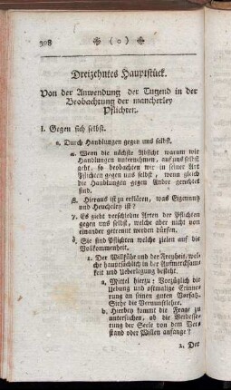 Dreizehntes Hauptstück. Von der Anwendung der Tugend in der Beobachtung der mancherley Pflichten.