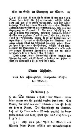 Vierter Abschnitt. Von den ursprünglichen bewegenden Kräften der Materie