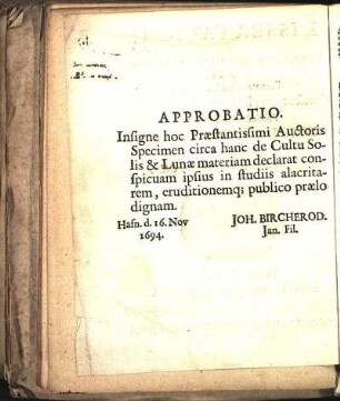 Approbatio.