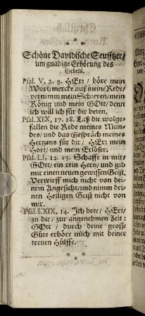 Schöne Davidische Seufftzer/ um gnädige Erhörung des Gebets.