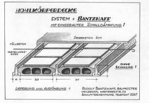 Werbeblatt für Hohlkörperdecken System "Bantzhaff"