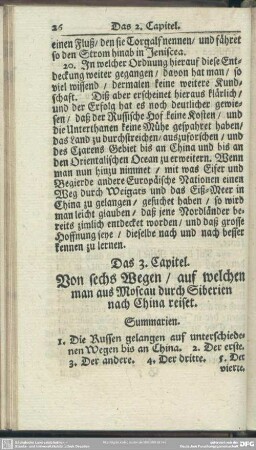 Das 3. Capitel. Von sechs Wegen, auf welchen man aus Moscau durch Siberien nach China reiset