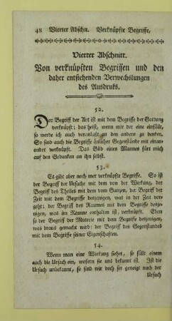 Vierter Abschnitt. Von verknüpften Begriffen und den daher entstehenden Verwechslungen des Ausdruks