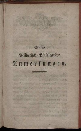 Einige Aesthetisch-Philologische Anmerkungen.