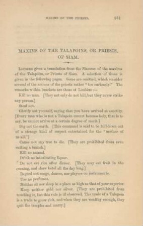 Maxims of tht Talapoins, or priests, of Siam
