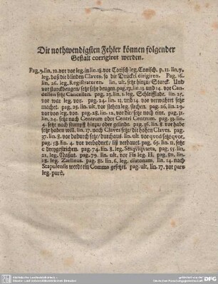 Die nothwendigsten Fehler können folgender Gestalt corrigiret werden.