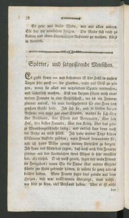 Spötter, und satyrisirende Menschen