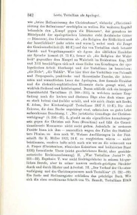 341-344 [Rezension] Lortz, Joseph Adam, Tertullian als Apologet