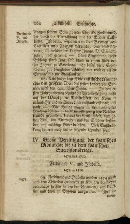 IV. Große Vereinigung der spanischen Monarchie bis zu dem spanischen Successionskriege.