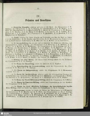 IV. Prämien und Benefizien