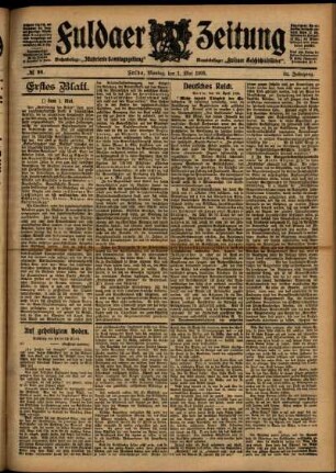 Erste Ausgabe vom Montag, den 01. Mai 1905.