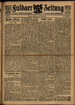 Erste Ausgabe vom Montag, den 01. Mai 1905.
