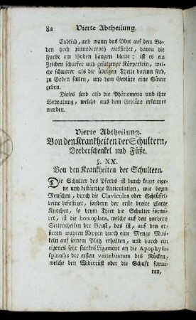 Vierte Abtheilung. Von den Krankheiten der Schultern, Vorderschenkel und Füße.