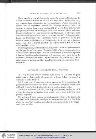 Article III. Le problème de la vocation