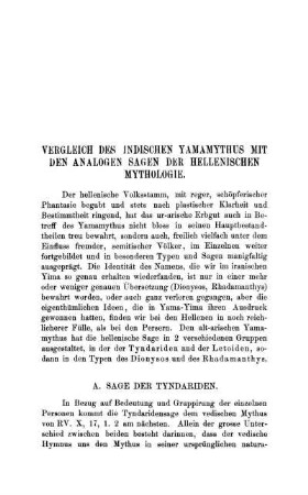 Vergleich Des Indischen Yamamythus Mit Den Analogen Sagen Der hellenischen Mythologie.