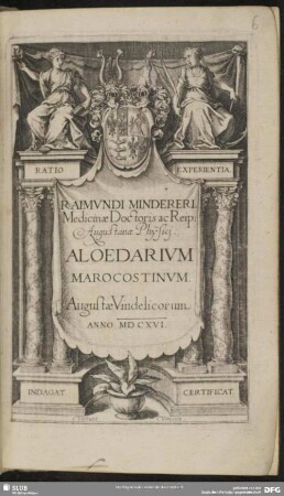 Raimvndi Mindereri Medicinae Doctoris ac Reip: Augustanae Physicj Aloedarivm Marocostinvm
