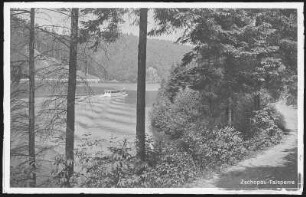 Kriebstein. Talsperre mit Motorschiff