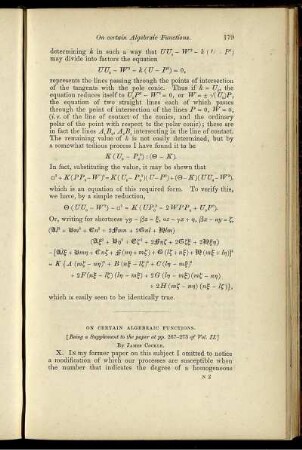 On certain algebraic functions.