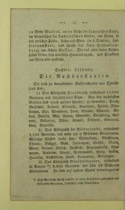 Sechster Abschnitt. Die Nachbarstaaten