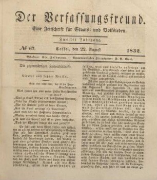 № 67. Cassel, den 22. August 1832.