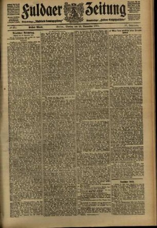 Erste Ausgabe vom Montag, den 28. November 1910.