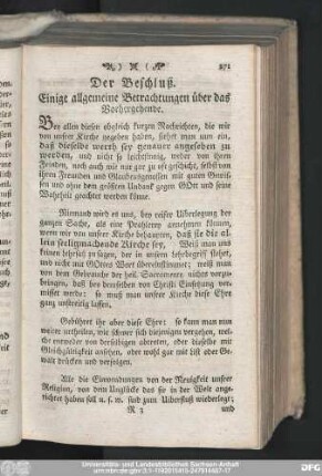 Einige allgemeine Betrachtungen über das Vorhergehende.