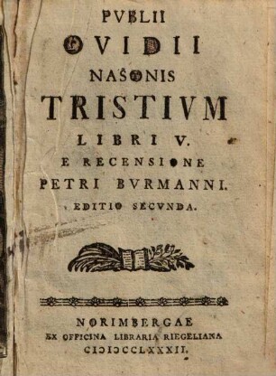 Publii Ovidii Nasonis Tristium libri V