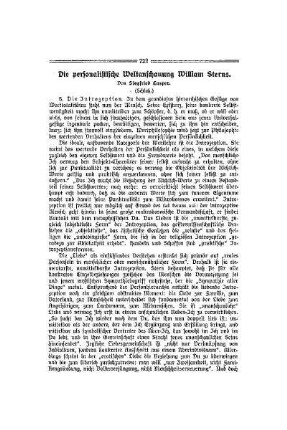 Die personalistische Weltanschauung William Sterns : (Schluß)