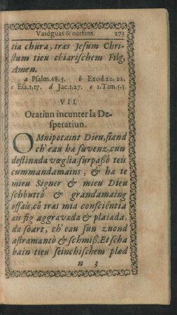 VII. Oratiun incunter la Desperatiun.