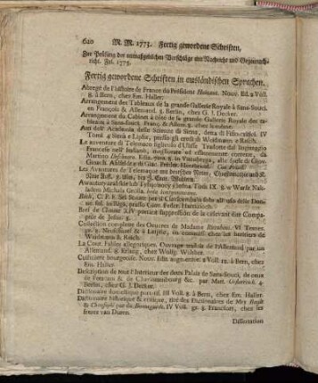Fertig gewordene Schriften in ausländischen Sprachen.