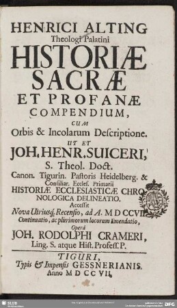 Henrici Alting Theologi Palatini Historiae Sacrae Et Profanae Compendium, Cum Orbis & Incolarum Descriptione