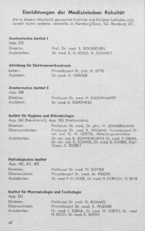 Einrichtungen der Medizinischen Fakultät