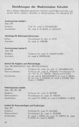 Einrichtungen der Medizinischen Fakultät