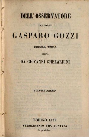 Vita del Conte Gasparo Gozzi