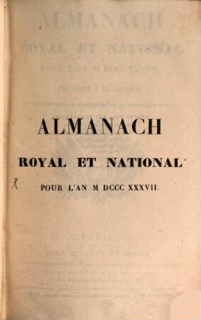 Almanach royal et national. 1837