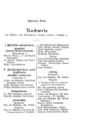 Nachweis der Militär- und Zivilbehörden, Kirchen, Schulen, Institute