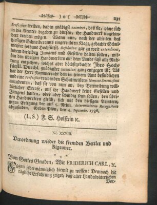 No. XXVIII. Verordnung wieder die fremden Bettler und Zigeuner