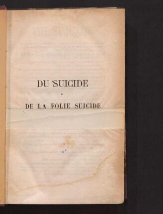 Du suicide et de la folie suicide