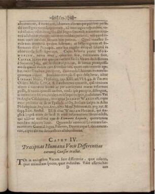 Caput IV. Praecipuas Humanae Vovis Differentias earumq[ue] Caussas tractat