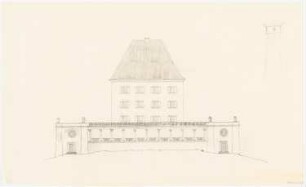 Schloss Fuschl bei Salzburg Umbau: Ansicht Brüstungsmauer mit Kolonnaden