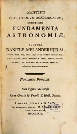Conspectus praelectionum academicarum continens fundamenta astronomiae, 1