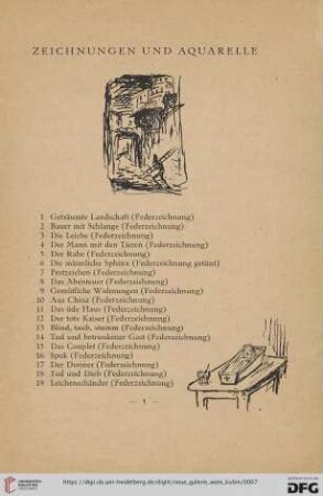 Zeichnungen und Aquarelle (Nr. 1-207]