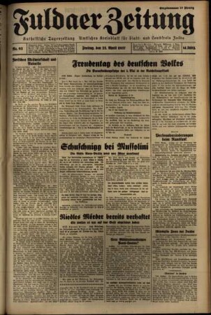 Ausgabe vom Freitag, den 23. April 1937.